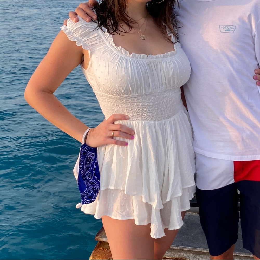 White Ruffle Romper - Picture 6 of 6